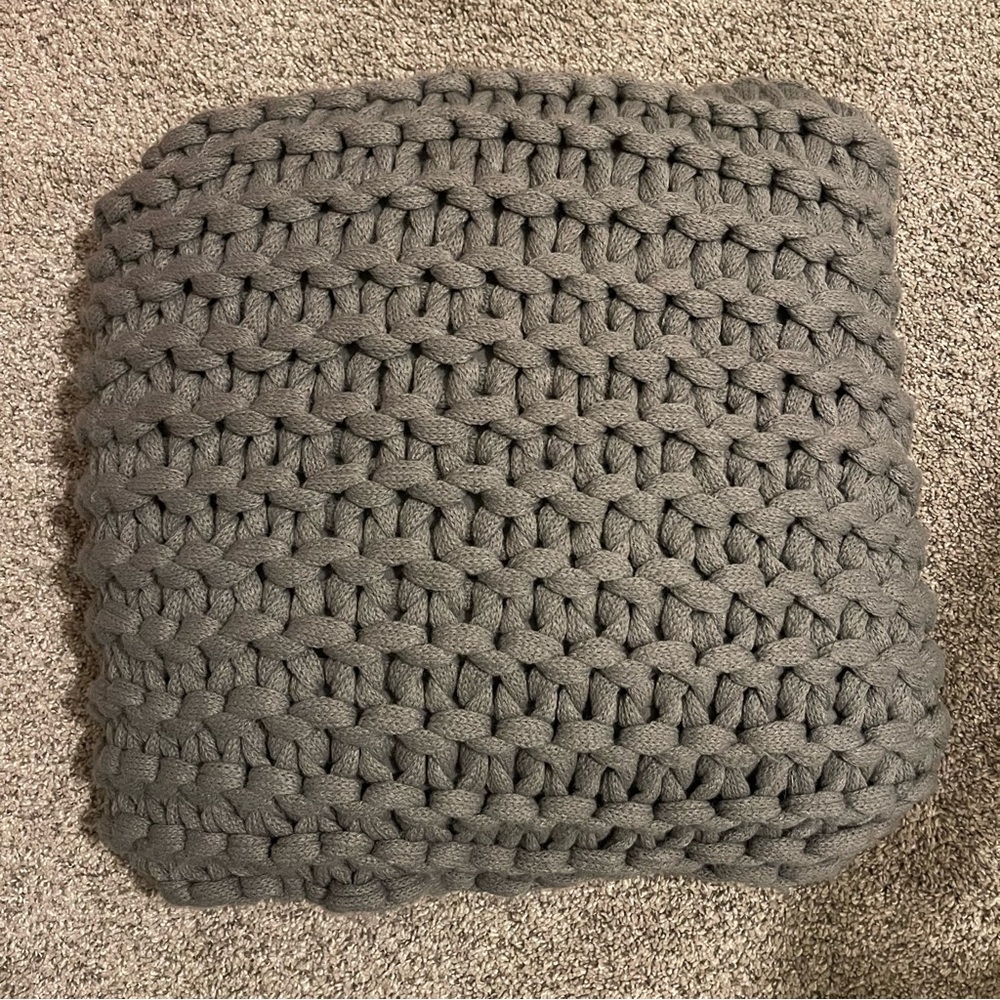 Chunky Gray Knitted Pillow